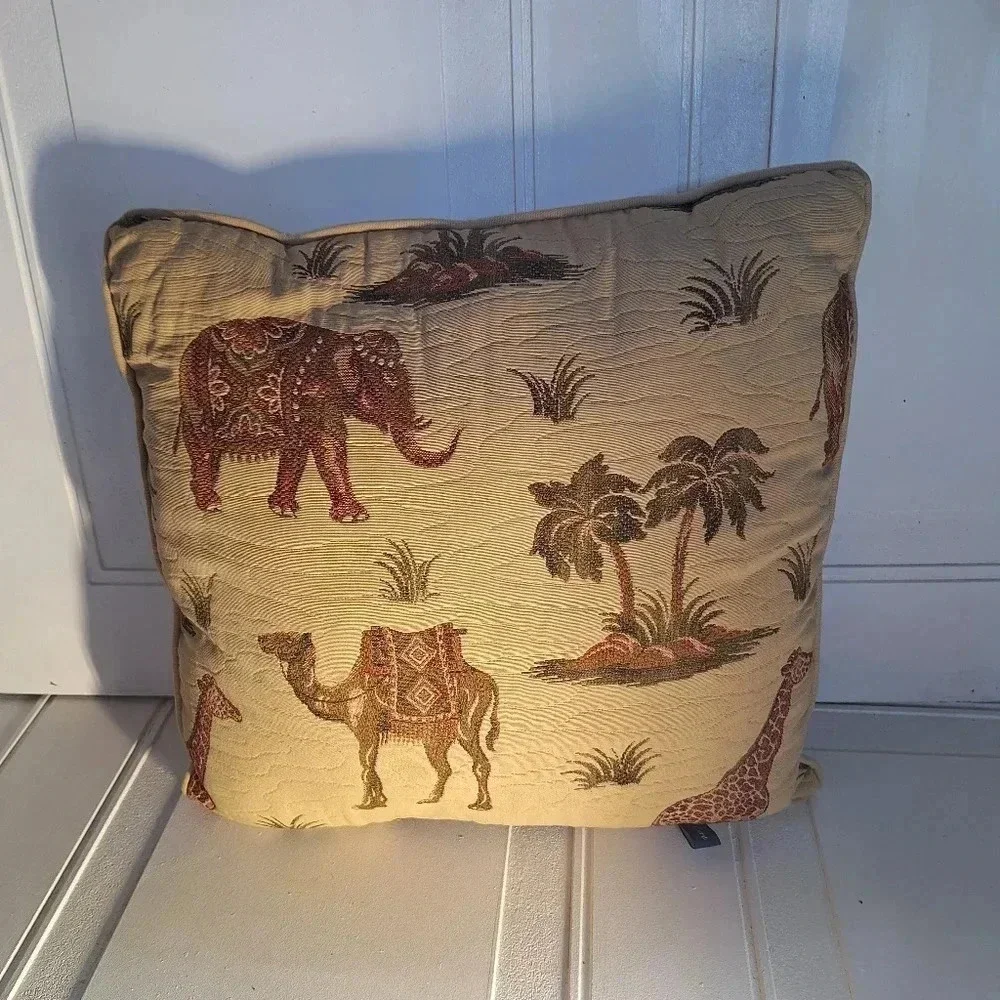 Ashford Court Brown Middle Eastern Camel/Elephant Theme Decorative Throw Pillow